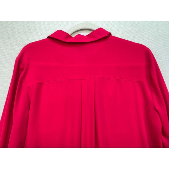 Ann Taylor Shirt Top Button Up Long Sleeve Stretch Polyester Red Women's Size 6 - Picture 13 of 13